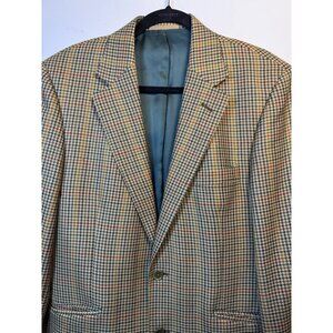 The Scotch House Men Wool Sports Coat Jacket Tan Check Woven In Scotland 40R